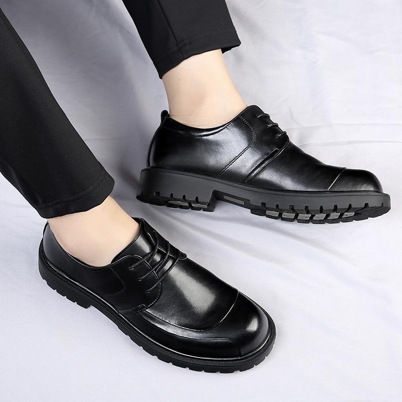 Men's Shoes Autumn Breathable 2025 New Trend Platform Casual Shoes British Business Men's Wedding Leather Shoes Genuine Leather