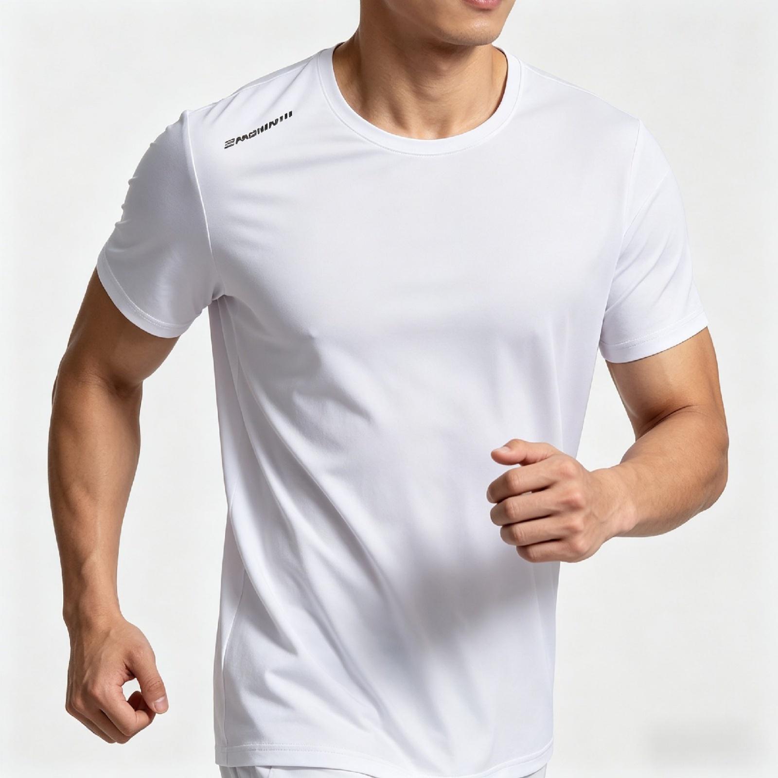 

Men Short Sleeve Crew Neck T Shirt Lightweight Breathable Athletic Top Classic Fit Soft Fabric Casual Wear XL білий