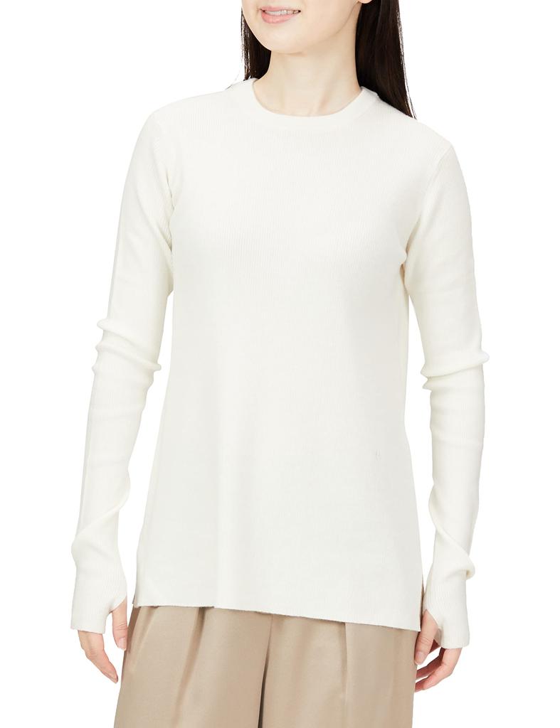 Mira Owen Crew Neck Rib Knit 09WNT224136 White Women's