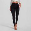 Women's Mid-Waist Slimming Stretch Black Skinny Jeans - European/American Style for Spring/Autumn
