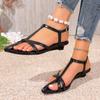 Fashion Low Heel Sandals Summer New Crossover Slim Strap One Buckle Soft Sole Anti-slip Wear-resistant Wedge Shoes