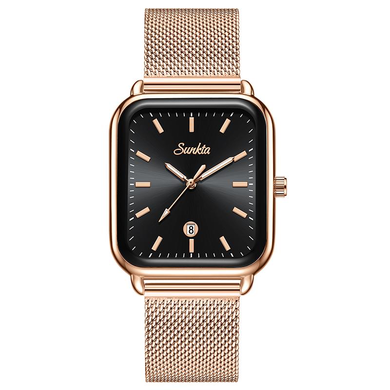SUNKTA Ladies Watch Square Women's Wristwatch Quartz Calendar Elegant Casual Fashion Retro Watch Women Relogio Feminino+BOX