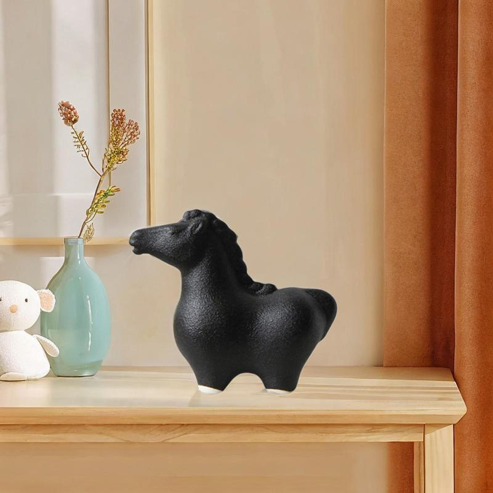 

Керамическая статуэтка лошади, подарочная коллекционная скульптура животного, настольное украшение для книжной полки чёрный