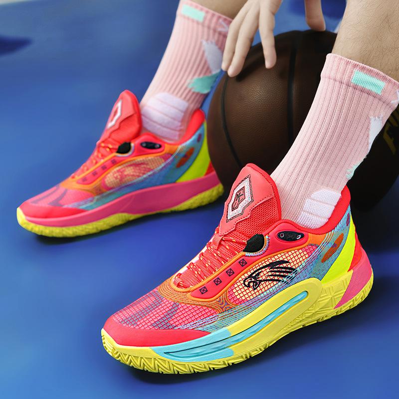 Luminous Color Basketball Shoes Low-top Wear-resistant and Non-slip Professional Practical Sports Shoes Rubber Outsole Friction Has Sound