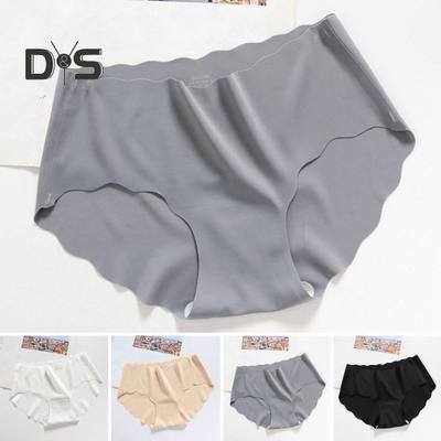 Damen Slips mit mittlerer Taille und Wellenbesatz, einfarbig, nahtlos, glatt, dünn, für Damen, weiche Unterwäsche zum Anheben der Hüfte