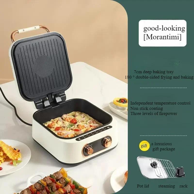 220В Бытовая Двусторонний Нагрев С Таймером Многофункциональная Машина для Жарки и Выпечки Антипригарная Кастрюля Подвесной Нагрев 220V покинуть белый