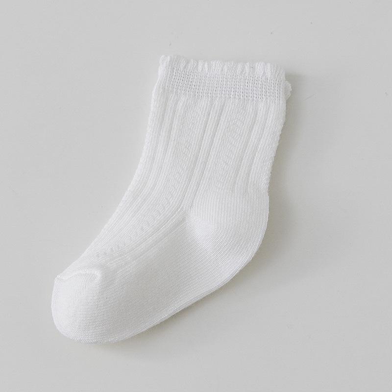 

Белые кружевные гольфы до середины икры для младенцев и малышей (0-3 года) - Хлопок класса А, посадка весна-лето L (3-5 years)