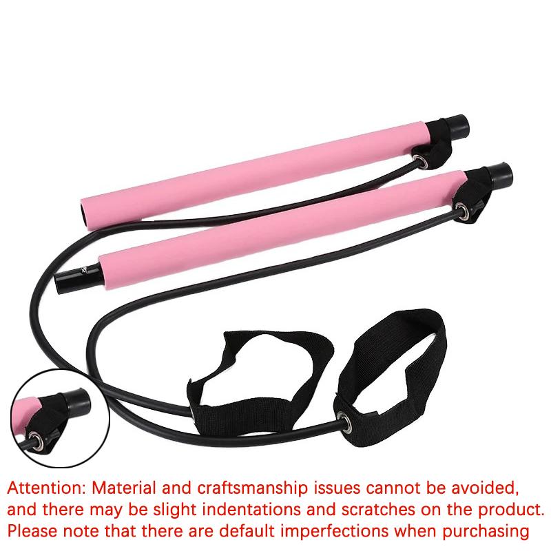 Multifunctional Pilates Bar Combination Fitness Bar Yoga Chest Expansion Tension Rope Back Trainer Elastic Rope Stretching Belt