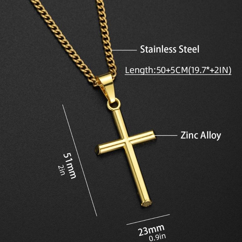 Elegant Crosses Necklace Charm Sturdy Alloy Pendant Comfort Fits with Adjustable Length Chain for Everyday Wear