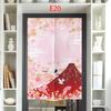 Cortina de Porta Estilo Japonês Algodão Linho Flor de Cerejeira Cortina Entrada da Cozinha Restaurante Decoração Noren Divisória Meia-cortina