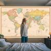 Weltkarte Wandbehang, Vintage Bildungsdeko, Horizontales Design für Klassenzimmer, Studentenwohnheim & Heimdeko, Weltkarte Wanddeko, Klassenzimmerdekoration