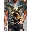 Mens 3d Angel Warrior Graphic T Shirt Golden Sword Design 3D Printed Tshirt For Men Clothes Wing Ornate Border Unisex Tee Tops