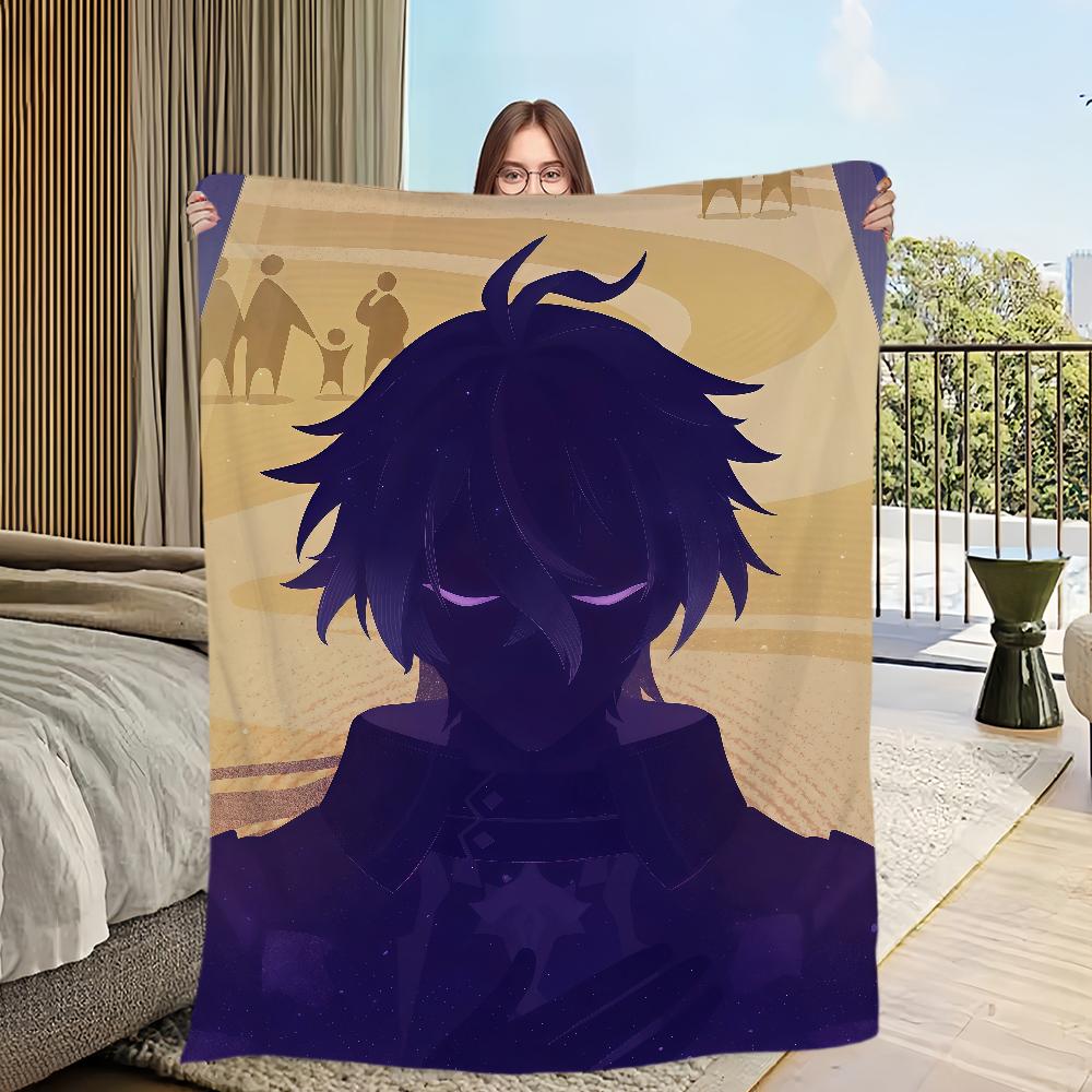 Flins Genshin Impact Fanart Muskeldecke Flanell warme weiche Plüschdecke für Sofa Wohnzimmer Zuhause Schlafzimmer Reise Geschenk Heim