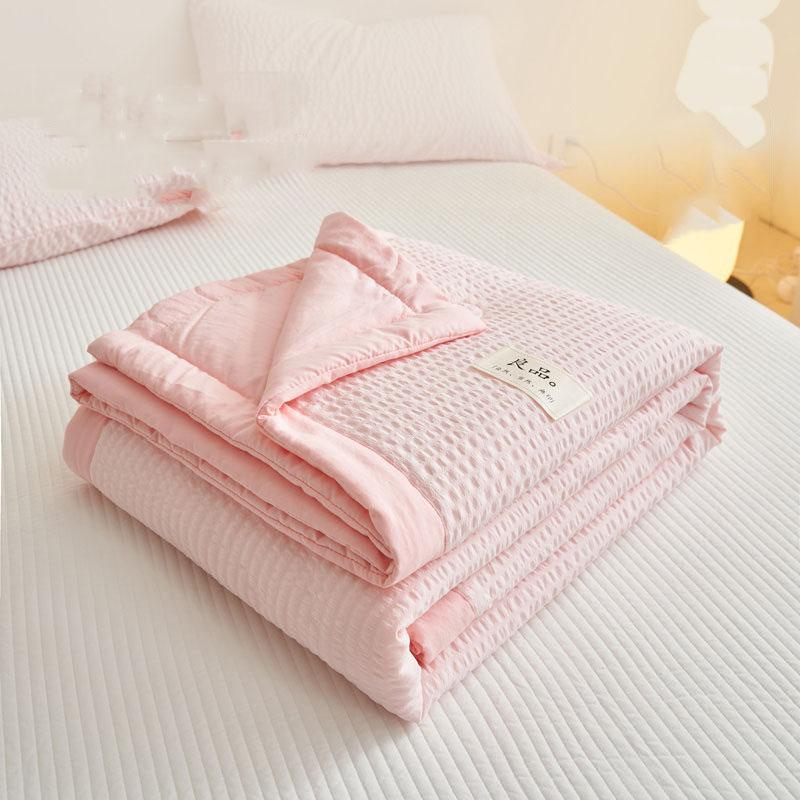 Summer Solid Color Thin Quilt Seersucker Comfortable Breathable Quilt Double Large Washed Soy Fiber Air Conditioning Quilt