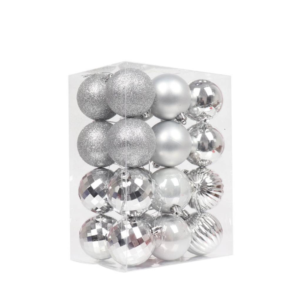 24ks Třpytivé přívěsky Vánoční koule 6cm Vánoční ozdoby na stromeček Party dárky