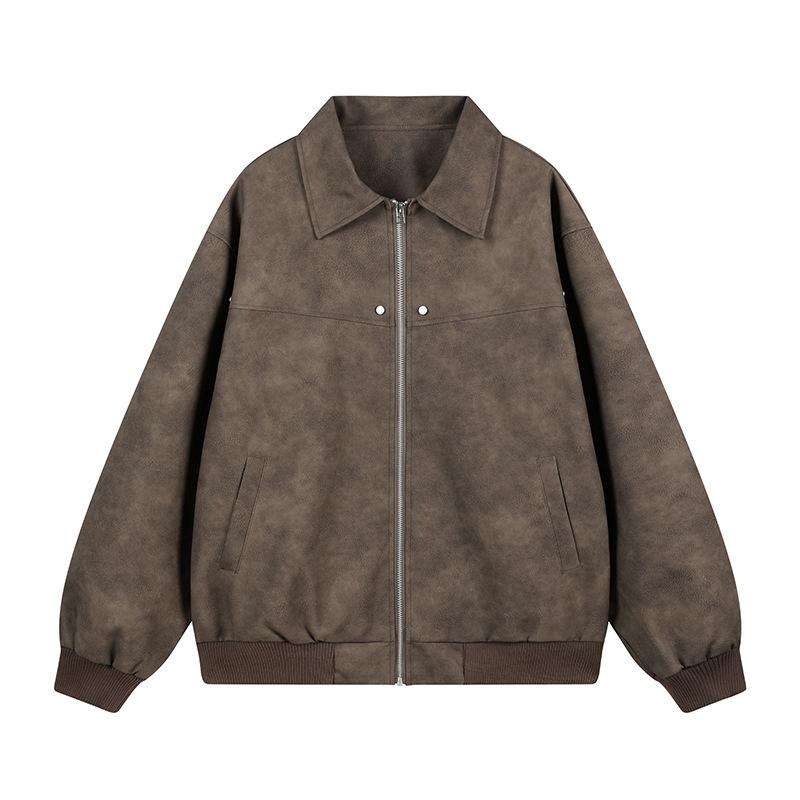 

The Same Style for Men and Women, New American Style Retro Textured Lapel Jacket, Tie-dye Trendy Handsome Top Jacket L