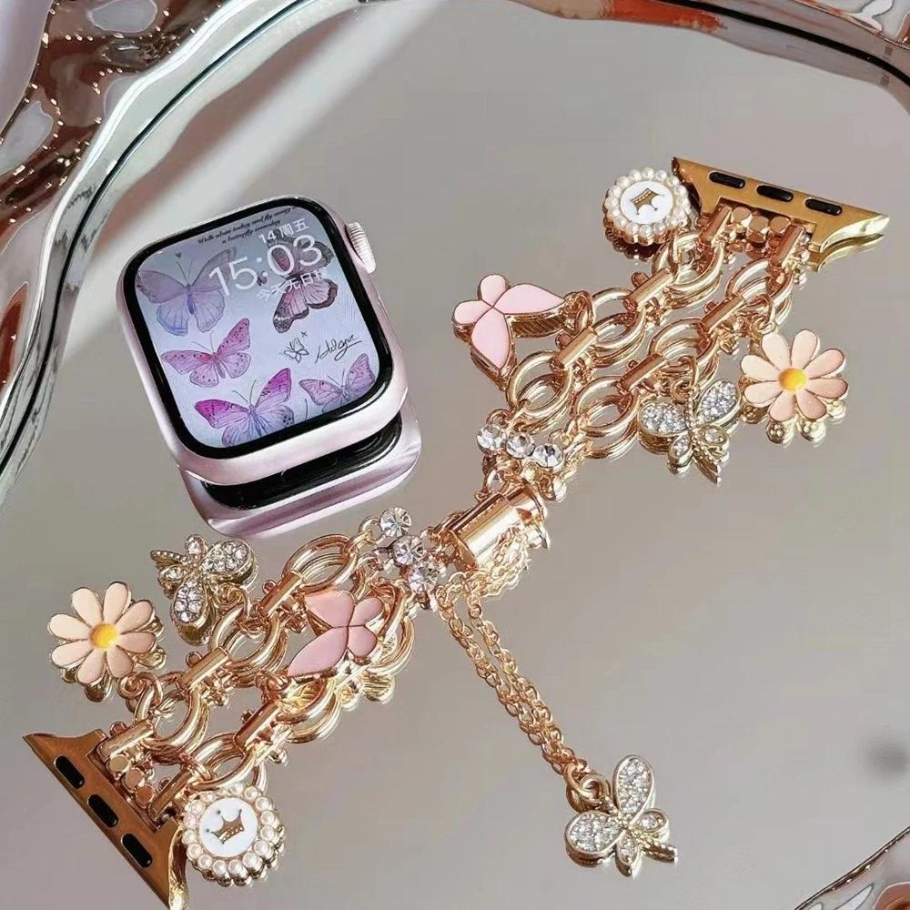 

Модный элегантный браслет-звено из нержавеющей стали Для ремешка Apple Watch Серии 11/8/7/6/10/9 40 мм 41 мм 38 мм 42 мм 44 мм 45 мм 46 мм Ремешок S10 S11 42MM розовый