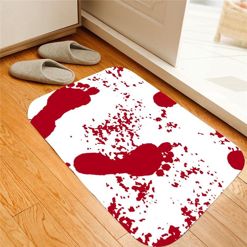 

Blood DEATH PARTY Red Foot print Handprint Horror Halloween Theme Decoration Non Lip Absorbent Floor Mat Foot Mat Doormat 40x60cm