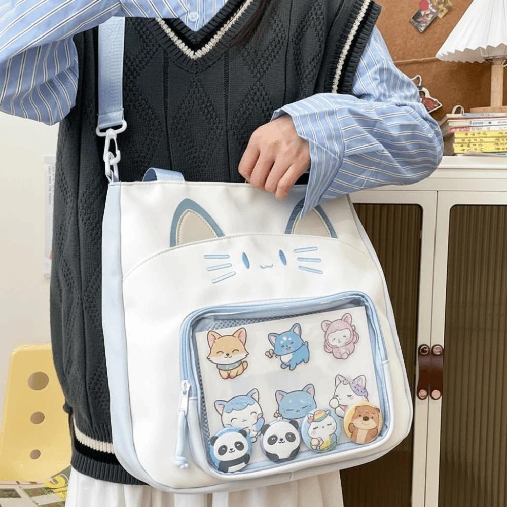 Zipper Bag Kawaii Cat Itabag Idol Merchandise Storage Fashion Backpacks Transparent Pocket Women