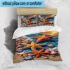Ocean Starfish Shells 3pcs Bedding,Including 1pc Duvet Cover And 2pcs Pillowcases Perfect for Christmas,Ideal for Bedroom, Dormitory