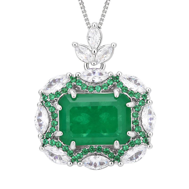 Jewelry Set Necklace Ring Earring Emerald Palace Style Retro High-end Fashionable Women's Batch