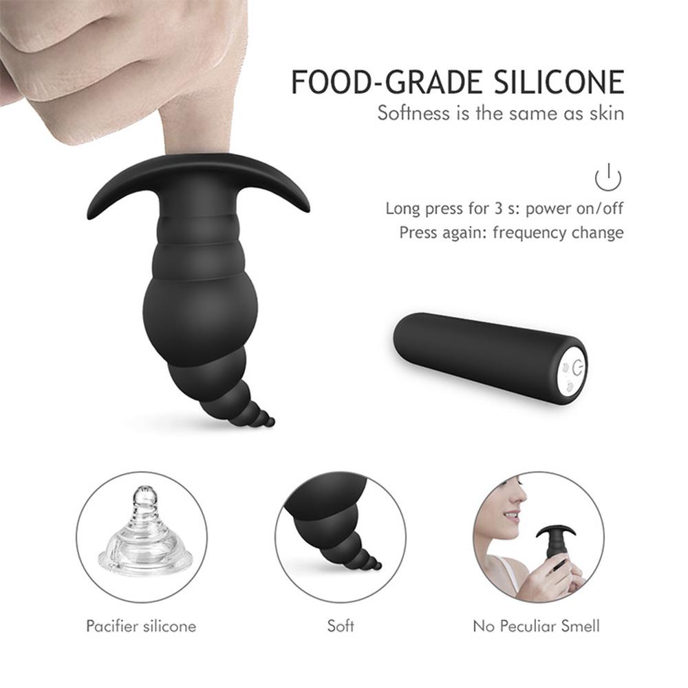 USB Rechargeable 9 Speeds Silicone Electric Shock Sex Toys Anal Butt Plug Vibrator