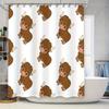 12-piece Set Waterproof Cartoon Animal Bathroom Curtain with Hooks Cute Buffalo Print Design for Home Decor In White White Color