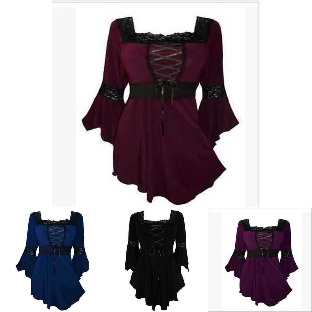 Elegant Plus Size Women Lace Up Blouse With Ruffle Details And Long Bell Sleeves