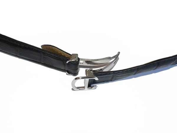 King Cartier Compatible Tank Black Embossed Crocodile Aftermarket [Import Original] D-Buckle Strap, Leather, 16mm,