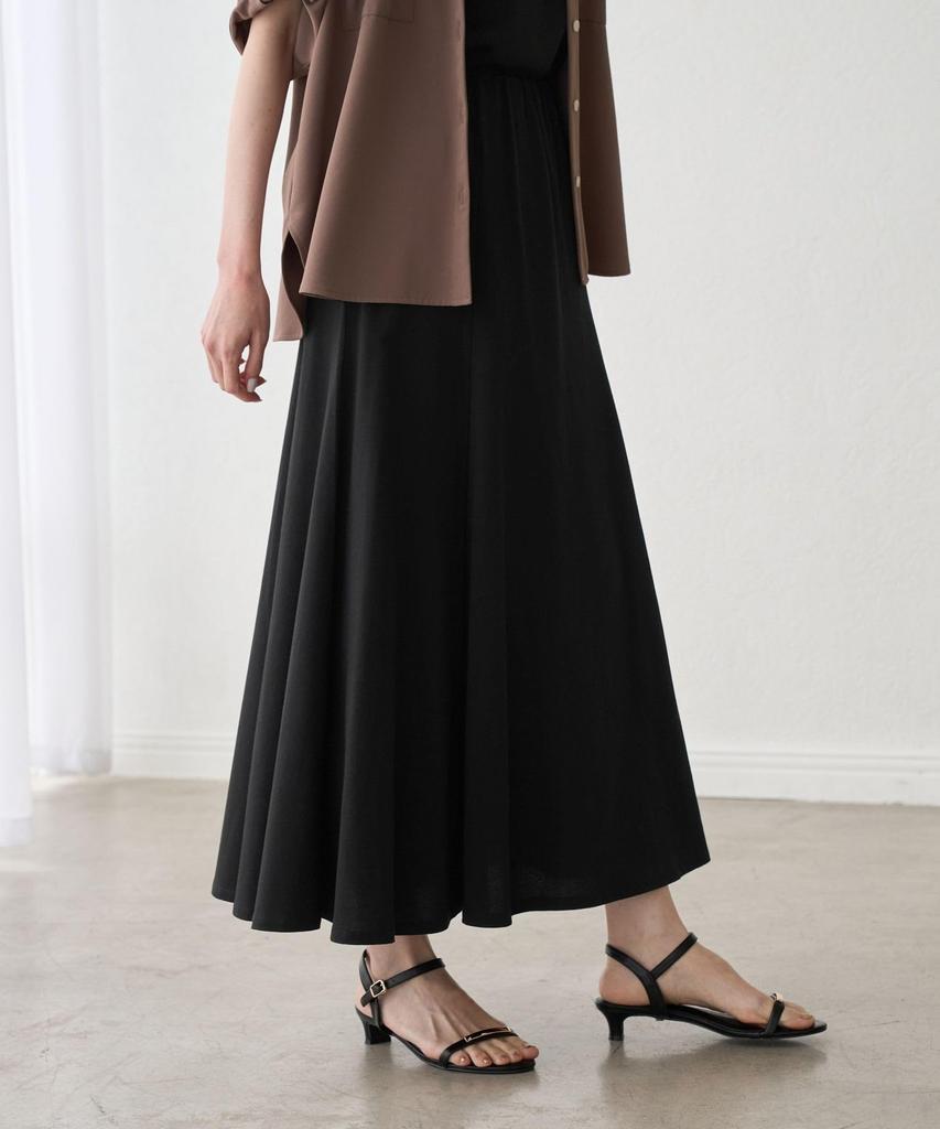 Rope Picnic Cut Flare Easy Long Skirt for Women GDC16200 Chromine F (01)
