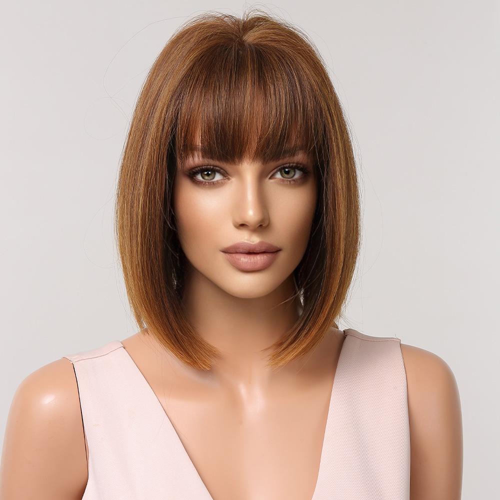 Pruik Dames Hoge Temperatuur Zijde Kort Haar Zomer Natuurlijke Kleur Bobo Hoofd Temperament Leeftijdsvermindering Qi Pony Kort Steil Haar Pruik Hoofddeksel