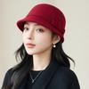 Women's woolen woolen basin hat, autumn and winter fashion bow equestrian hat, showing a small face and keeping warm, high-end mother hat