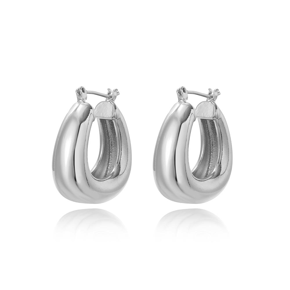 High Quality Silver Color Gold Chunky Hoop Earrings for Women Smooth Punk Ear Jewelry 2026 New Wholesale