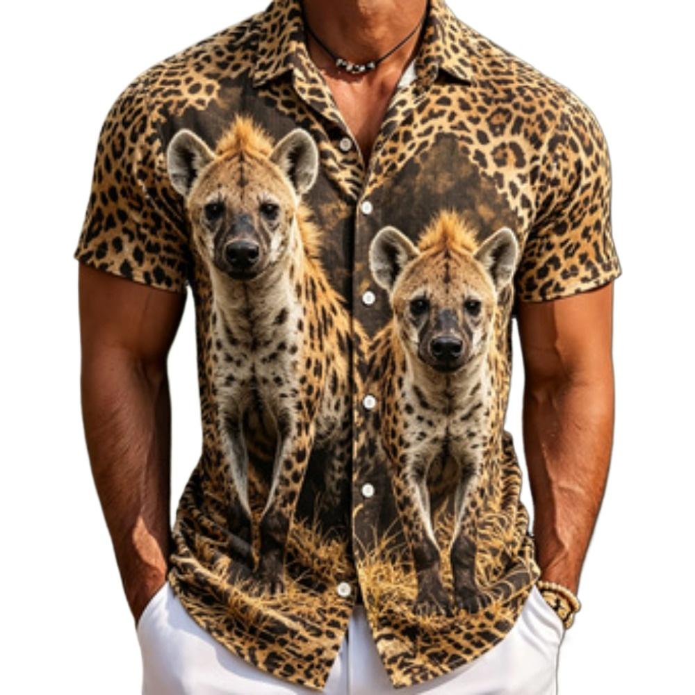 Homewear Men's Shirts Beast Wolf Tiger Leopard Printed Short Sleeved Shirts Summer Men's and Women's Fashion Holiday Shirt