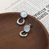 Guochao Retro Inlaid Circle Opal Stud Earrings Geometric Irregular Temperament Girls Versatile Jewelry