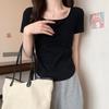 Summer 2025 Women's Slimming Round Neck Irregular Hem Trendy T-shirt