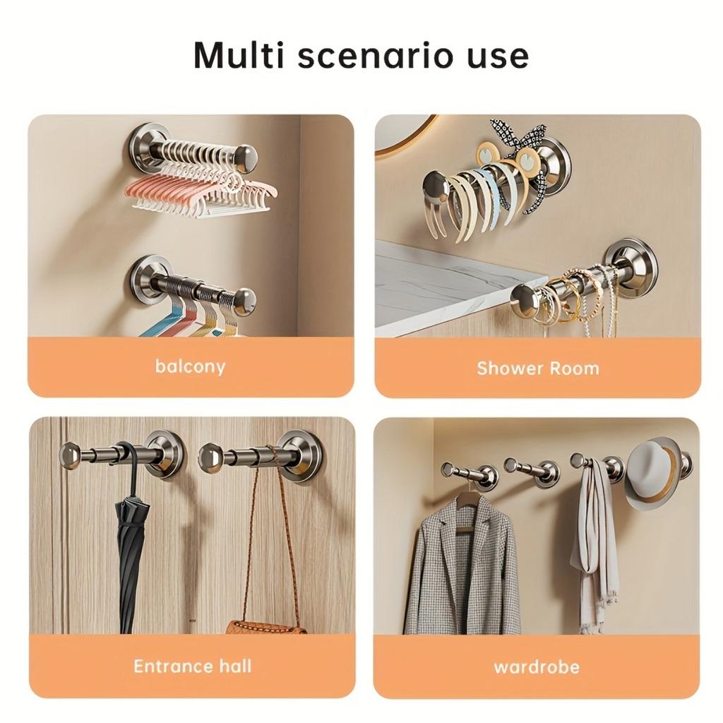 Two Commercial Clothes Hanger Storage Racks, Adjustable Length, No Need for Punching, Solid Material, Simple Style, Saving Space. Household Hangers