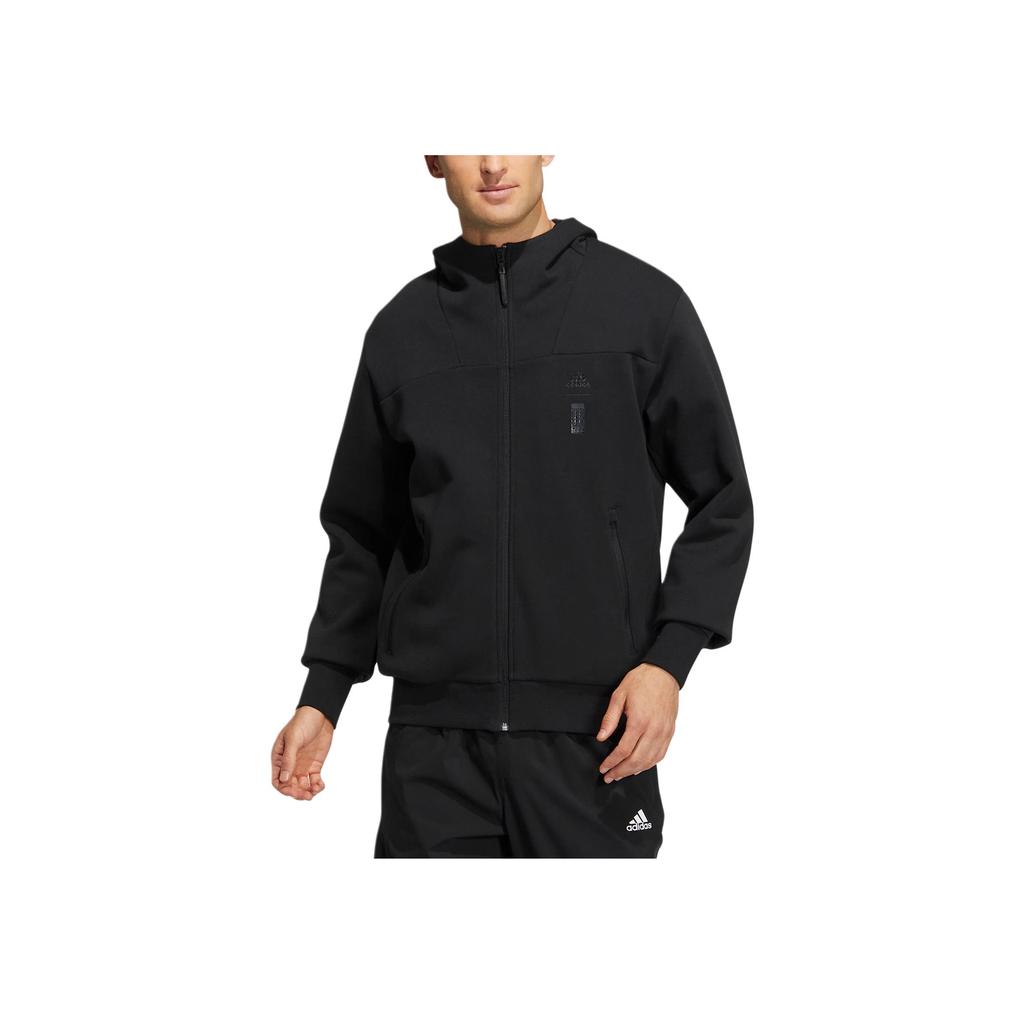 Adidas Pánská mikina s kapucí na zip s vyšívaným logem Černá HN8978