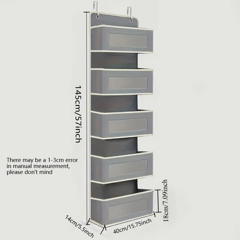 

5-слойный органайзер на дверь с 5 большими карманами, Сверхпрочное подвесное хранилище для туалетных принадлежностей, косметики, полотенец для ванной комнаты серый