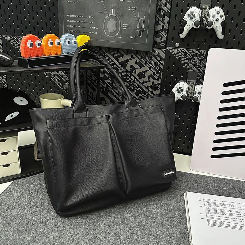 

New handbag shoulder student bag commuter bag women s large-capacity spring and summer tote travel bag tide чорний
