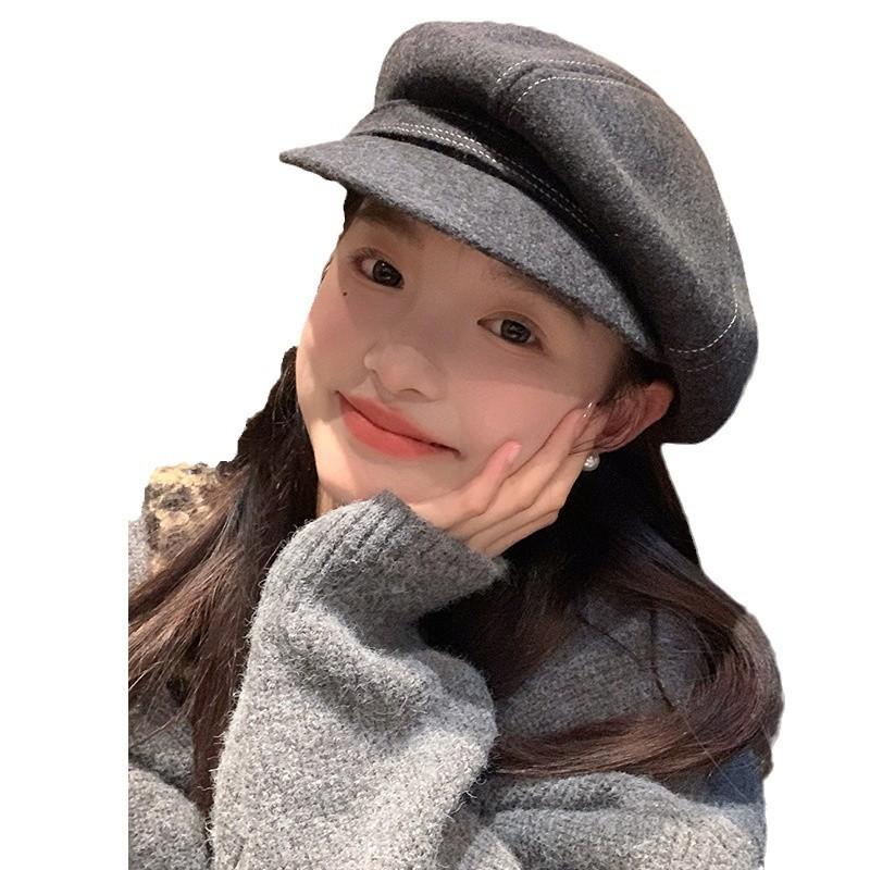 Australian Hair Beret Women'S Autumn And Winter High-Quality Face Small Literary Temperament Elegant Octagonal Hat Versatile Casual Painter Hat