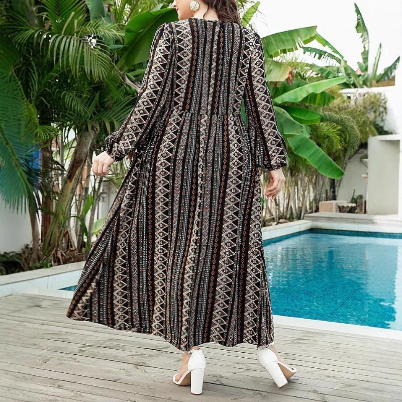 Plus-size Women's Autumn Fashion New Retro Art Floral All-match Small Fresh Dress