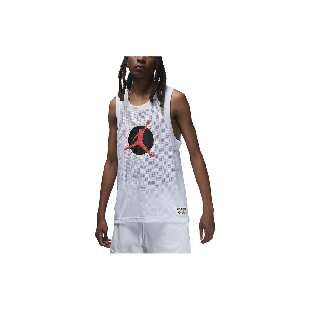 Jordan Logo Print Breathable Mesh Fitted Basketball Tank Top Men Tops White DX9729-100