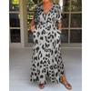 New Women's Casual Split Dress Loose Leopard Print Printed Dress for European and American Leisure