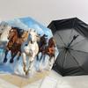 1pc running horses on the beach Umbrella with Plastic Handle,Suitable for All Seasons Home Travel Outdoor UmbrellaDD1632