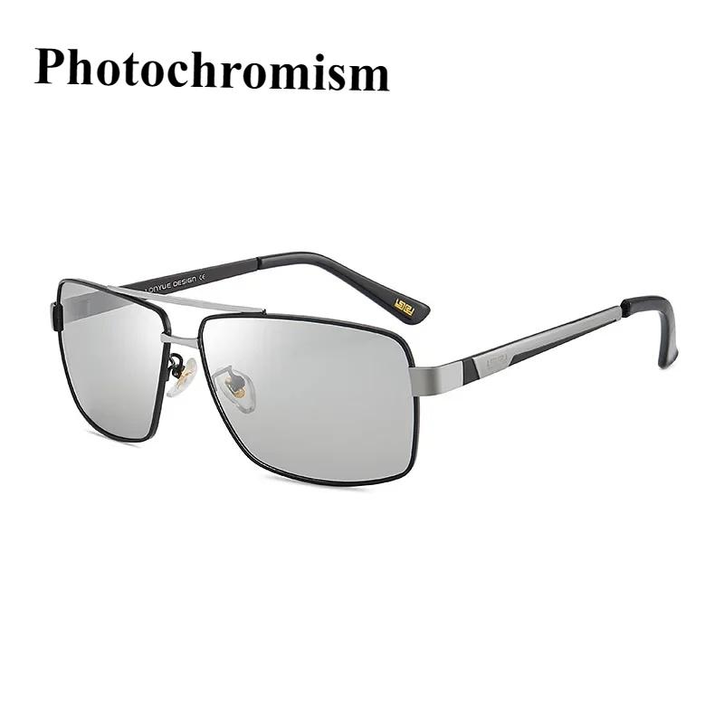 Okulary przeciwsłoneczne męskie w stylu polaryzacyjnym do jazdy dziennej i nocnej, okulary noktowizyjne fotochromowe