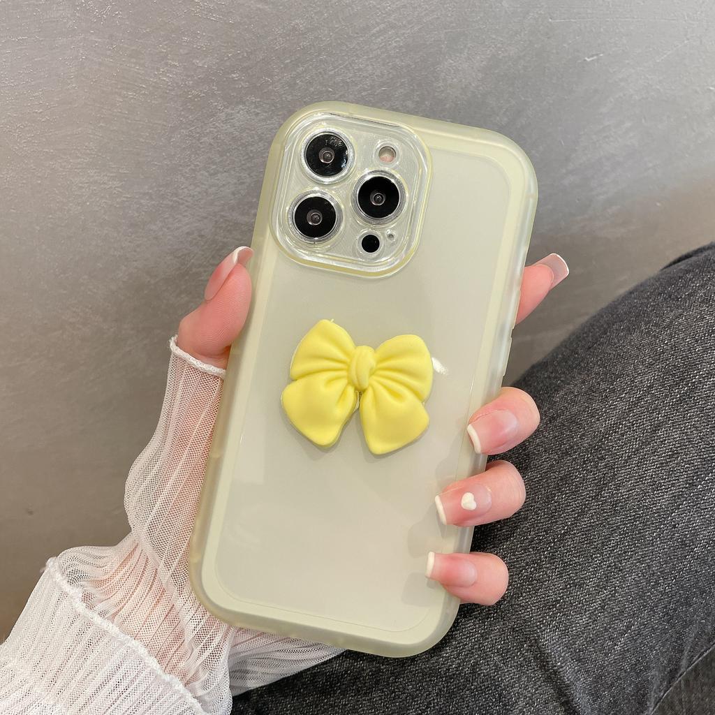 Applicable To Apple 14 Mobile Phone Case Candy Color Bow Simple Iphone12 Couple Transparent Silicone Protective Cover