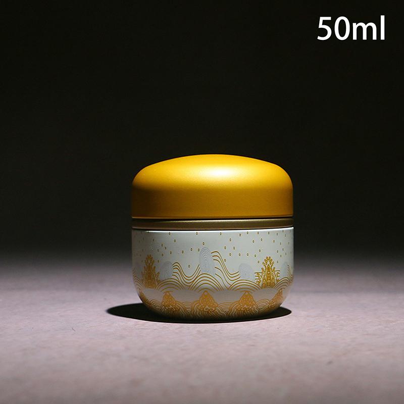 Mini Exquisite Prints Tea Tin Double Cover Tea Storage Container Portable Chinese Style Tea Can Universal Home Kandy Spices Can