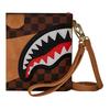 Sprayground Shark Large Logo Checkerboard Retro Personality Casual PVC Clutch Unisex clutch Brown W1145201