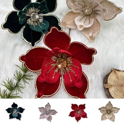Flanellstoff Weihnachten Künstliche Blumen Kunststoff 18cm Glitzer Kunstblume DIY Glitzer Glitzer Weihnachtsstern